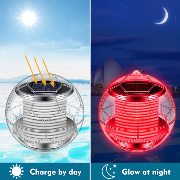 Aurinkoenergia-allasvalo, vedenpitävä upotettava LED-valo 7 väriä vaihtava pallo aurinkolamppu lampipuutarhaan uima-allaslammikkoon juhlien koristeluun