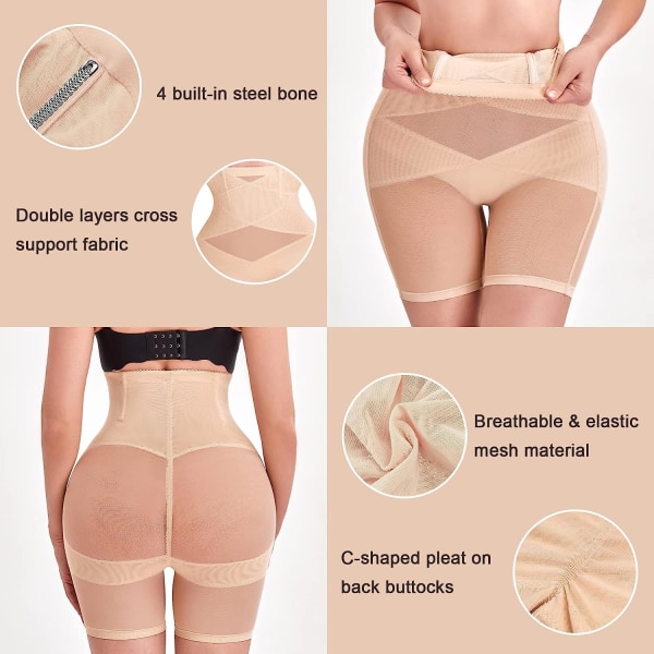 Shapewear til kvinder mavekontrol Knickers Højtaljet formende shorts kropsshaper undertøj Sømløs Butt Lifter bukser, M