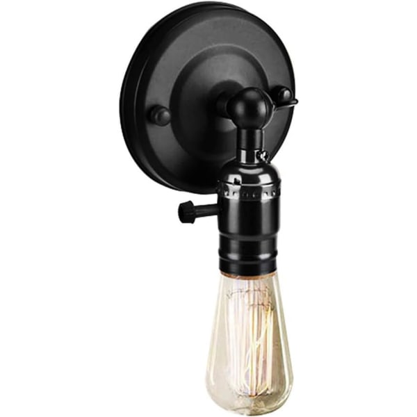 Vintage lamphållare, E27 Edison Retro vägglampshållare med strömbrytare för hemmabruk och dekoration 220V (svart)