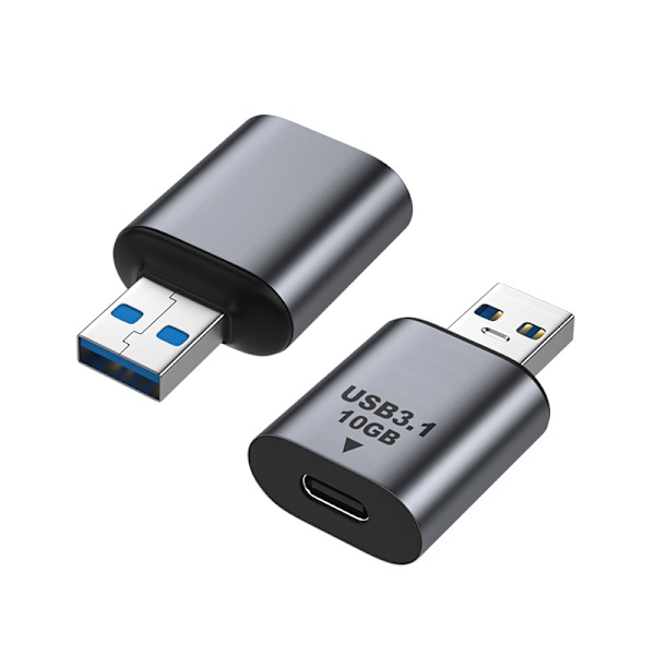 USB C Hunn til USB Hann Adapter, USB 3.1 Type C til Type A Lader Konverter, Ladekompatibel med iPhone, MacBook, Samsung Galaxy, 2-pakning