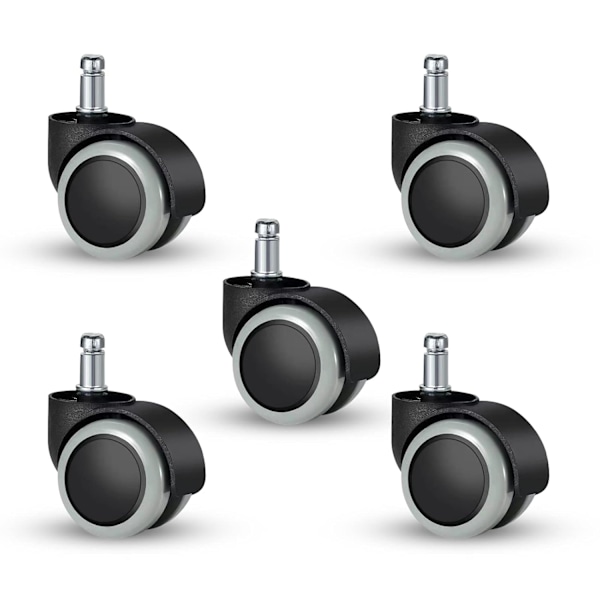 5 stk. 11 mm Universal Størrelse Kontorstol Doble Hjul, Erstatning for Stolhjul, for Kontorstoler, Gamingstoler, Dreiestoler