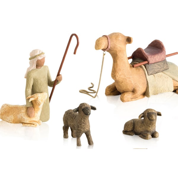 4 stk Willow Tree Nativity Figur Statu Håndmalt Dekorasjon Julegave Juledekorasjon Ornament