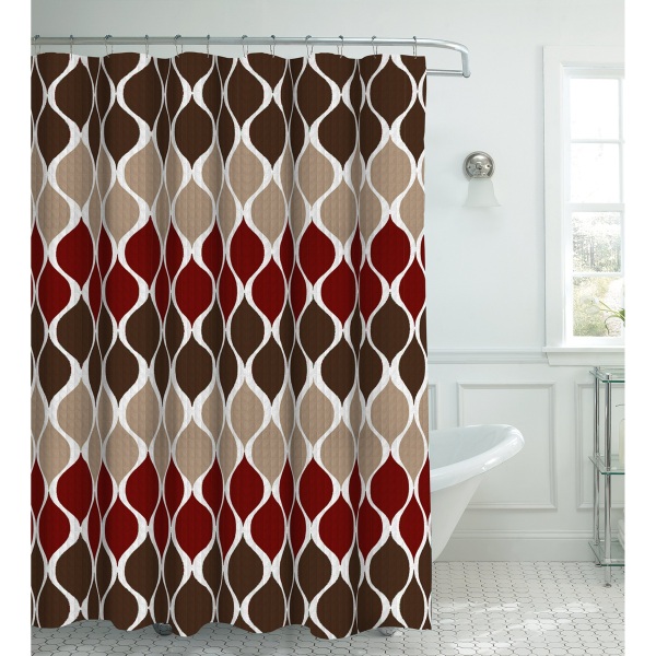 Texturerad Duschdraperi Set, Set med 1 Duschdraperi & 12 Metallkrokar, Rostbeständig, 100% Polyester, Maskintvättbar, Mått 70” X 72”, Espresso Espresso
