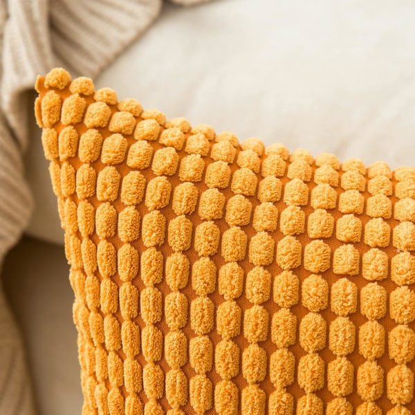 Corduroy Granule Pudebetræk Dekorative Pudebetræk Aflange Bløde Pellets Solid Pudebetræk til Sofa Soveværelse 12x20 Tommer 6#Orange