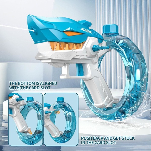 Shark Electric Water Gun, Automaattiset Squirt Guns -lelut, Water Fighting Lelut kesäuima-altaan rantabileisiin, sininen