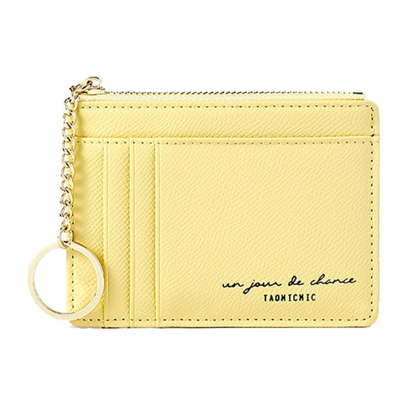 Ohut pieni lompakko naisille, minimalistinen lompakko, luottokorttikotelo, RFID-estoinen etutaskulompakko, söpö (keltainen)