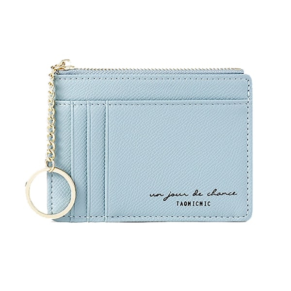Slank liten lommebok for kvinner, minimalistisk lommebok, kredittkortholderlommebok, RFID-blokkerende lommebok foran, søt (blå)