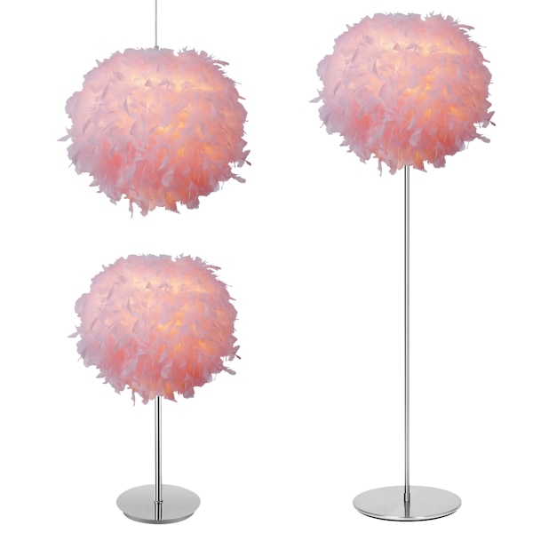 Fjærlett Lampeskjerm for Pendel, Taklampe, Bordlampe, Gulvlampe | Taklampeskjerm for Stue, Soverom, Kjøkken (Rosa)