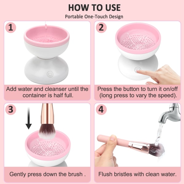 Elektrisk Makeup Brush Cleaner - Make Up Brush Cleaner Machine Bärbar Automatisk USB Kosmetisk Rengöringsverktyg Rengöringssnurra för sminkborstar i alla storlekar