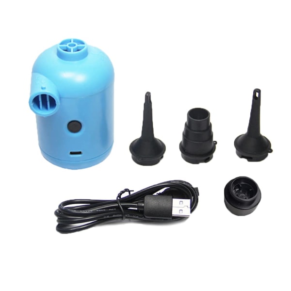 2 i 1 blå USB bærbar oppblåser/deflator multifunksjon elektrisk oppblåsingspumpe elektrisk oppblåsingspumpe, elektrisk pumpe for oppblåsbar madrass