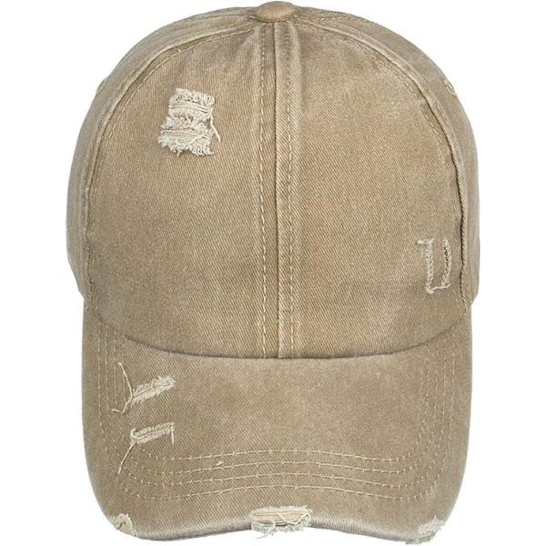 Sliten baseballcaps med lav profil, unisex Khaki