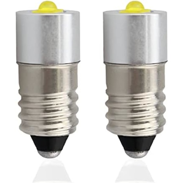 E10 Erstatning Høy Effekt LED Lommelykt 6-24V, 3W 200lm, Pakke med 2 (E10 Varmhvit)