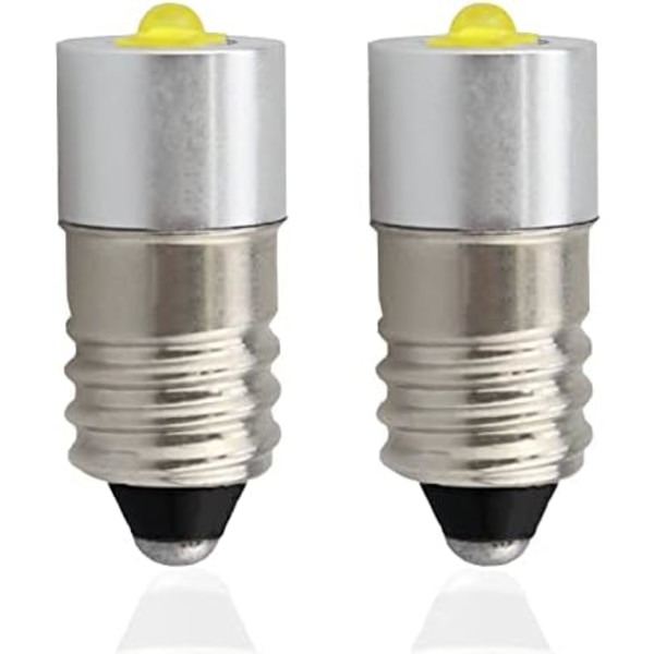 E10 Udskiftnings LED lommelygte med høj effekt 6-24V, 3W 200lm, Pakke med 2 (E10 Varm Hvid)