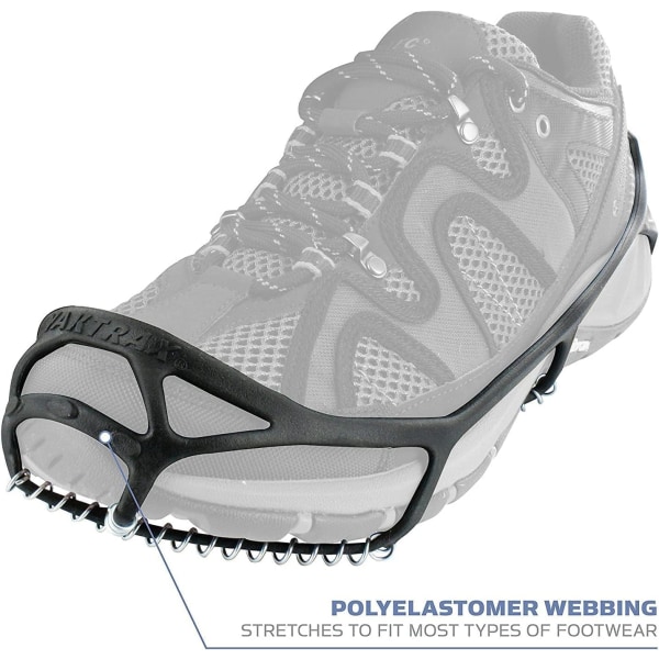 Walk Ice & Snow Grips för promenadskor, elastisk gummirem & 1,2 mm stålspolar, ger dragkraft i is & snö, L L
