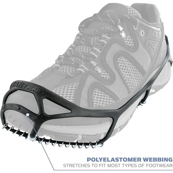 Walk Ice & Snow Grips til vandresko, elastisk gummirem og 1,2 mm stålspole, giver trækkraft i is og sne, L L