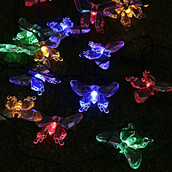 20 LED Solarslinga LED Fjäril Ljusslinga Utomhus Vattentät 5m (Multifärgade Ljus)