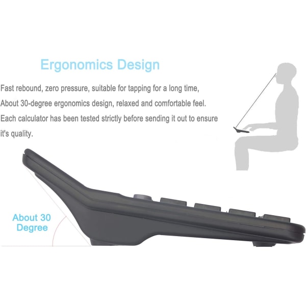 Kalkulator, 12-bits håndholdt skrivebordskalkulator med dobbel effekt med stor LCD-skjerm Store følsomme knapper (svart, 5-pakning)