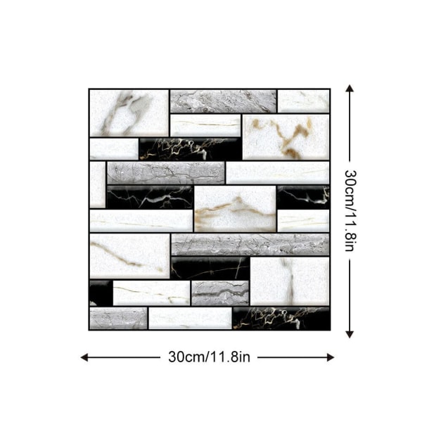 10 kpl Irrotettavat 3D Seinälaatta Tarrat Keittiöön ja Kylpyhuoneeseen Vedenkestävä Taustalaatta 3D Seinäpaneelit Itseliimautuvat Laatat 30x30cm