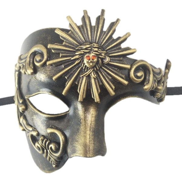 1 kpl Naamiaisnaamio Retro Phantom of the Opera One Eye Half Face -asu, Half Face Phantom Mask (Golden Sun God)