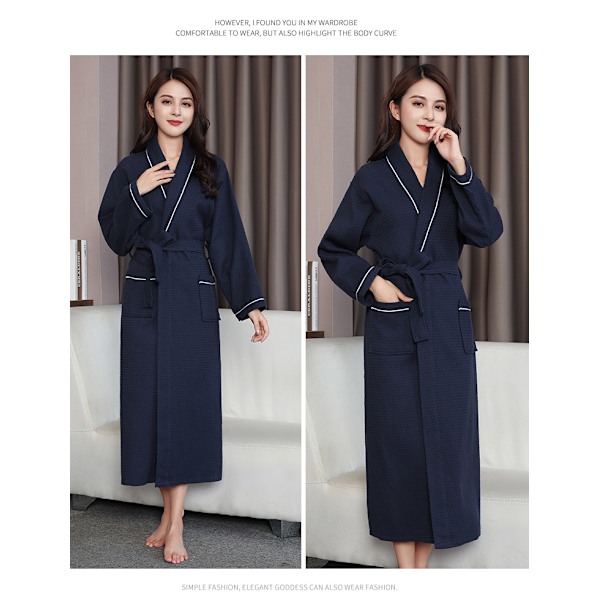 Lang, let badekåbe til kvinder (fås i plusstørrelser) Dark Blue M