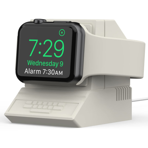 Oplader Stativ Kompatibel med Alle Apple Watch Ultra/8/SE2/7/6/SE/5/4/3/2/1 Opladningsdockningsstation Støtter Natbordtilstand, hvid