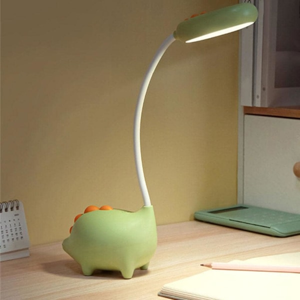 Dinosaurie Flexibel USB Touch Skrivbordslampa, Flexibel Hals LED Skrivbordslampa Justerbar Ljusstyrka för Kontor Studier Läsning, Grön