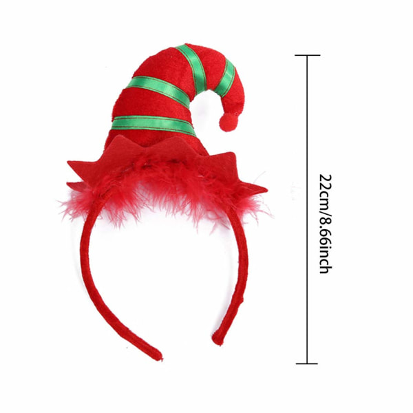 2 kpl jouluiset päänauhat, monivärinen tonttuhatun pääpanta 3D-hattumalleja joulu- ja lomajuhliin