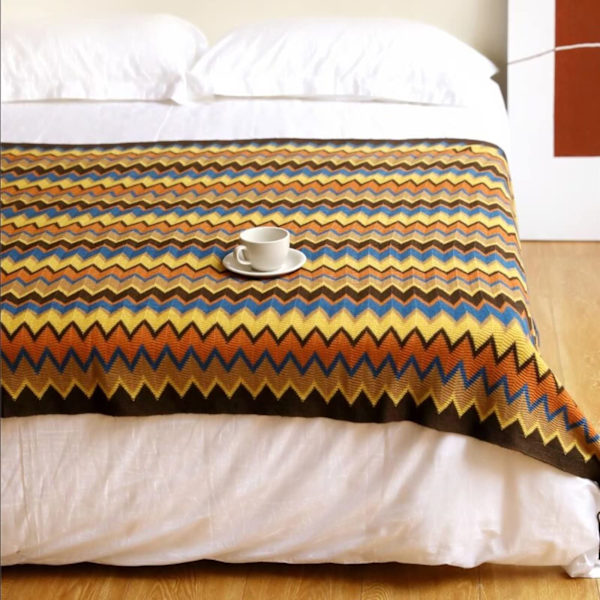 Bohemisk Stickad Pläd Nordisk Stil Pläd med Fransar, Akryl Stickad Pläd Dekorativ för Soffa Stol Säng Soffa 127 * 152cm
