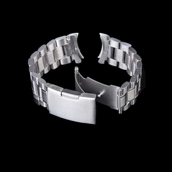 Klokkerekvisita: 22mm Rustfritt Stål Solid Lenke Armbånd, Buet Ende Klokkereim med 4 Klokkefester, Fjærstenger