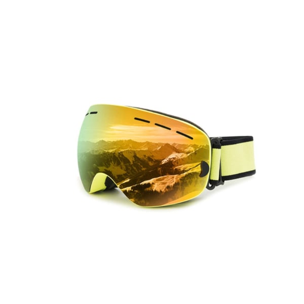 2-pak skibriller til mænd, kvinder, ungdom, skibriller over briller, vandtæt, vindtæt, anti-dug (farve: gul)