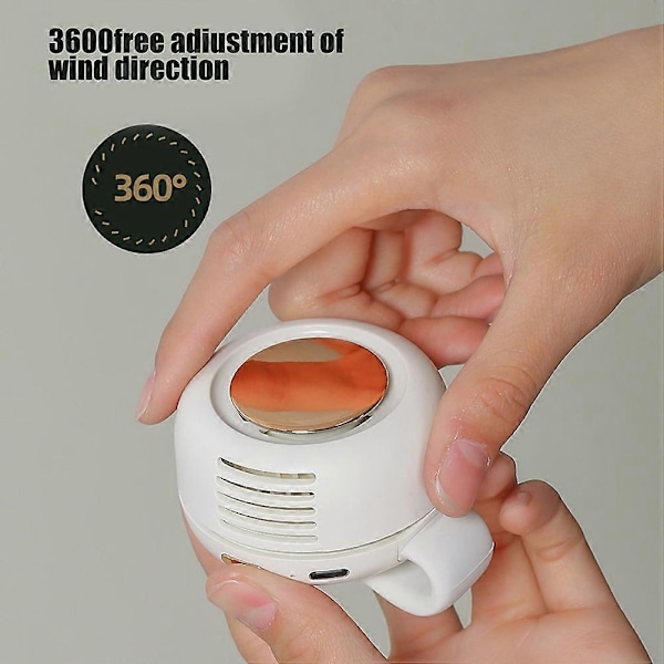Bærbar Clip Køleventilator USB Genopladelig Mini Clip Ventilator Hals Talje Ventilator Justerbar Luftkøleventilator White