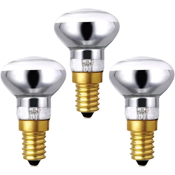 Lava Glödlampa 30W 220-230V E14 Liten Skruvstrålkastare Dimbar, SES Lava Glödlampa, Varm Vit 2600K Energibesparande R39 Strålkastare Halogen Glödlampa (Guld Bas)