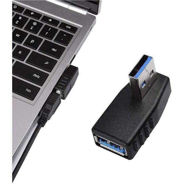 USB 3.0 Adaptrar 2-Pack 90 Graders Rät Vinkel Hane Hona USB 3.0 Adapter Odipie