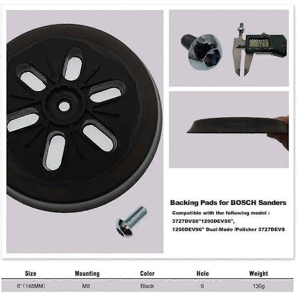 150 mm slibeskive til Bosch Gex 150 Ac, Pex 15 Ae, Gex 150 Turbo 150 mm excentersliber med skrue