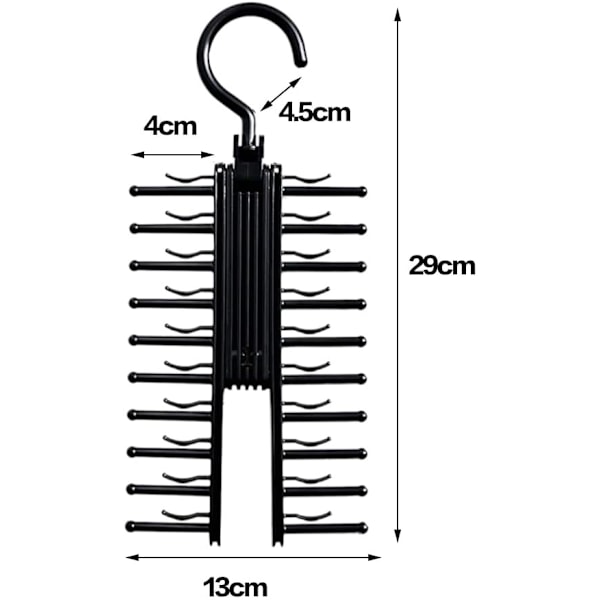Solmioteline Cross Tie Hanger, Järjestäjä Huivit Koukku, Pidike 360 asteen pyörityksellä, Pitää turvallisesti jopa 20 solmiota vaatekaapissa