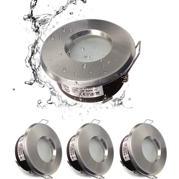 IP65 vandtæt LED forsænket spotlight, GU10 fatningskonfiguration, egnet (pære ikke inkluderet) Satin Nikkel Downlight udskæring 75mm