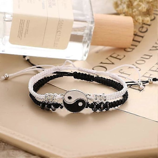 Matchende Vennskaps-Halskjeder og Armbånd for 2 Bestevenner BFF Par Bursdag Julegaver, Yin og Yang Halskjede