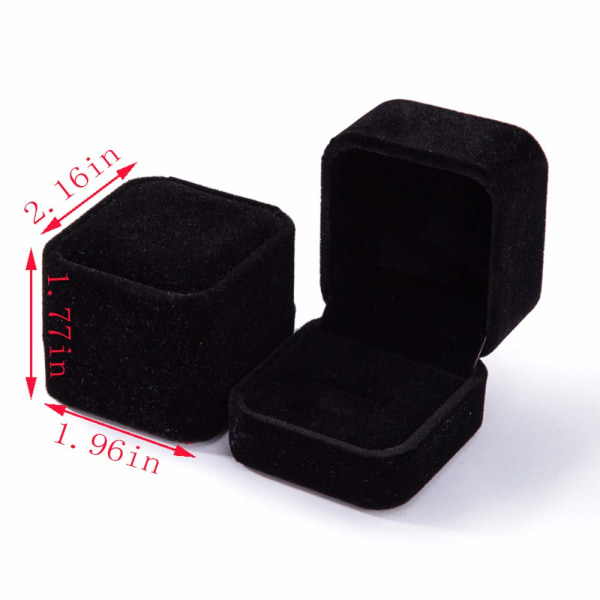 3-pack sammetsringaskar, case med örhängen, ringörhängen presentaskar, smyckesdisplay (svart, ringask)