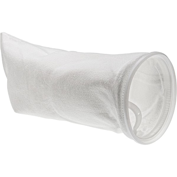 Universal Filterstrømpe for Akvarium, Svømmebasseng, Skimmer - Filtreringspose, Polyetylen, 18 x 45 cm, 100 mikrometer, Hvit
