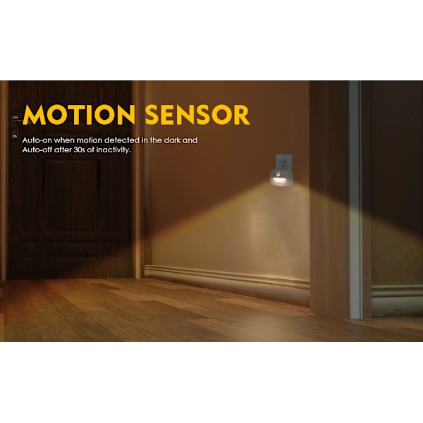 LED Natlampe med Bevægelsessensor, 2 Pak Batteridrevet Børne Natlampe, Indendørs Trappebelysning, Auto On/Off Sensor Lys, Varm Hvid