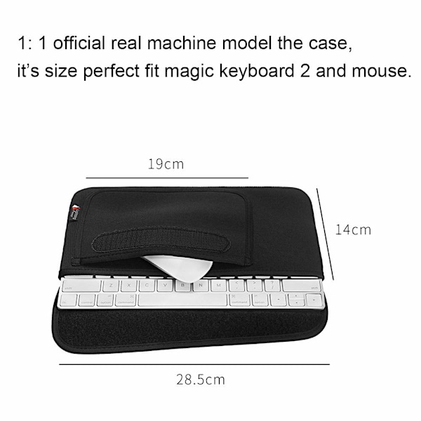 Vedenpitävä ja pölytiivis kantolaukku, järjestelijä, pidike hiiritaskulla ja näppäimistösuojuksella Apple Wireless Bluetooth Keyboard 2:lle ja hiirelle