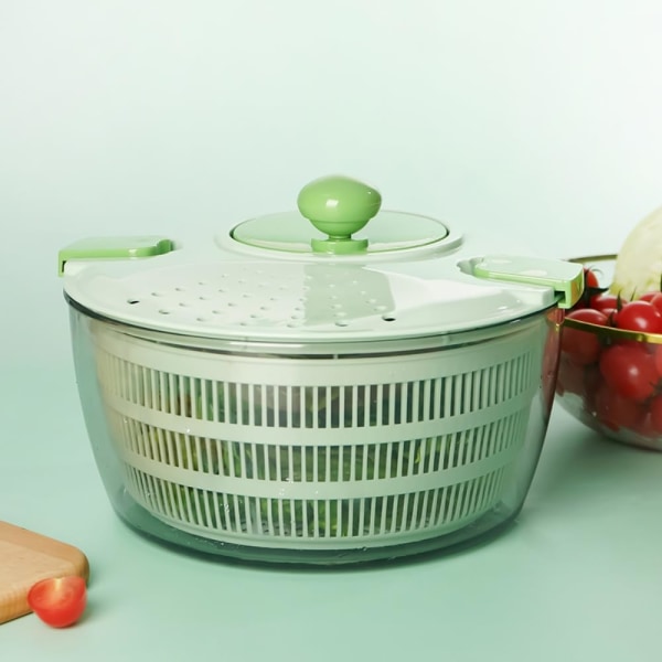 Salatspinner, Salatvasker, 4L Salat Tørker Salatspinner med Grønnsakvask Kurv, Husholdnings Frukt Dehydrator Avløp