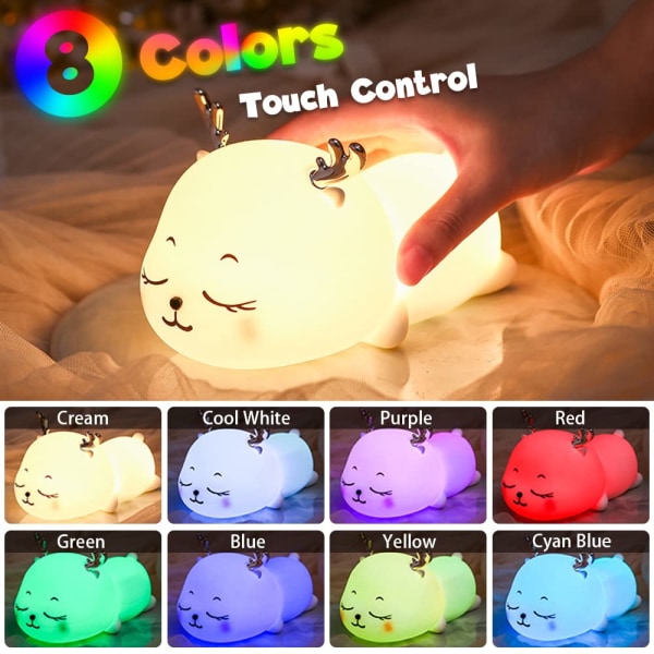 LED-yövalo lapsille Yövalo Lapsille 7 värillä Baby sisustukseen Himmennettävä USB Valmistettu silikonista Lahjaajastin