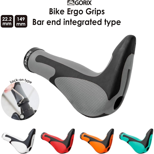 Ergo Cykelhandtag Bar End Lock On Styre Mountainbike MTB Grey