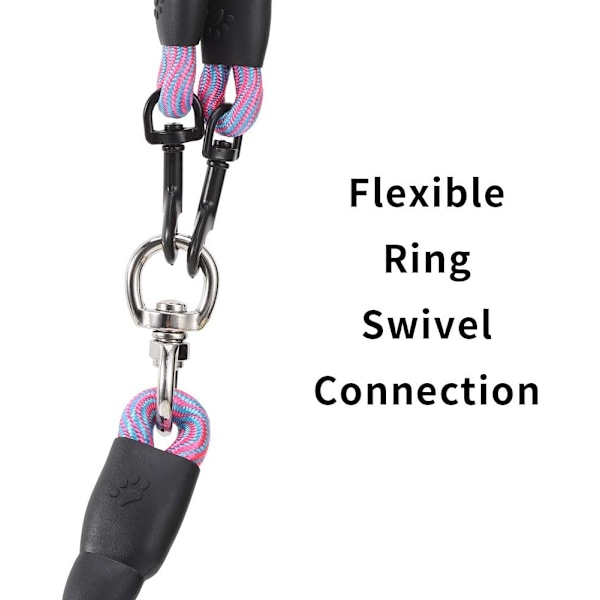 Nylon Hundebånd Separator med Mykt Håndtak, Flokefritt Dobbelbånd for 2 Hunder Gåtrening, for Hundegåing og Treningsutstyr (Rosa)