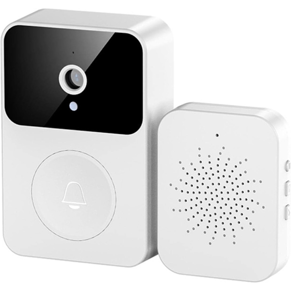 Dørklokkekamera Trådløst, Smart Videodørklokke med Klokkesignal, Hjemmesikkerhedskamera Dørklokke Sæt, IR Nattesyn HD Kamera, Genopladeligt Batteri