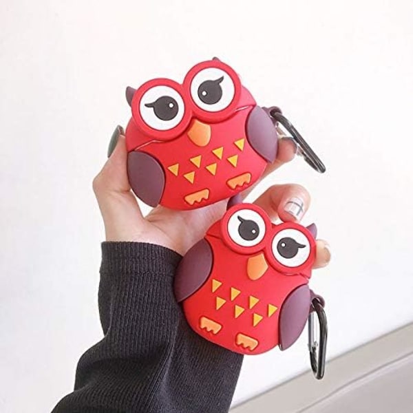 Case AirPods 1 AirPods 2:lle, Big Eyes Red Night Owl case, silikonikuulokkeiden case cover AirPodsille + koukku (2 kpl)