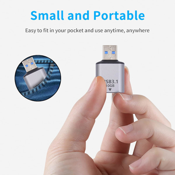 USB C Hunn til USB Hann Adapter, USB 3.1 Type C til Type A Lader Konverter, Ladekompatibel med iPhone, MacBook, Samsung Galaxy, 2-pakning