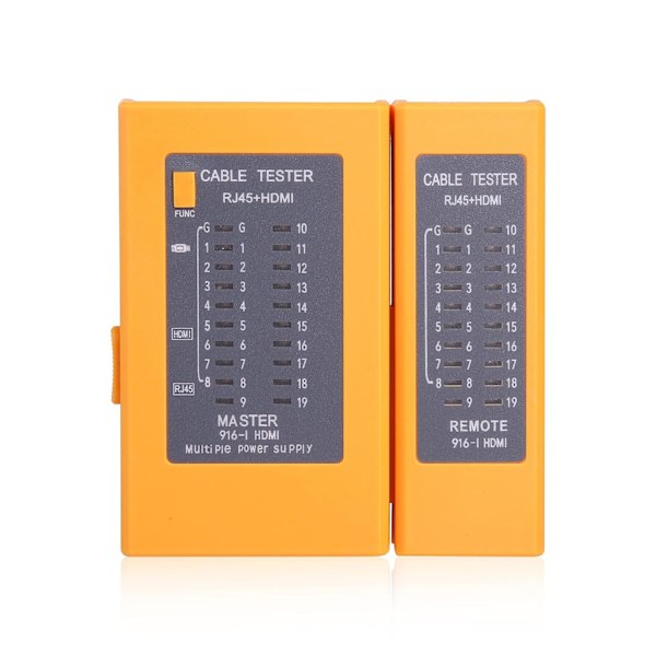 3-i-1 Kabeltester HDMI Tester Nettverkstester RJ11 RJ45 Kabeltester -9V/USB Strømforsyning