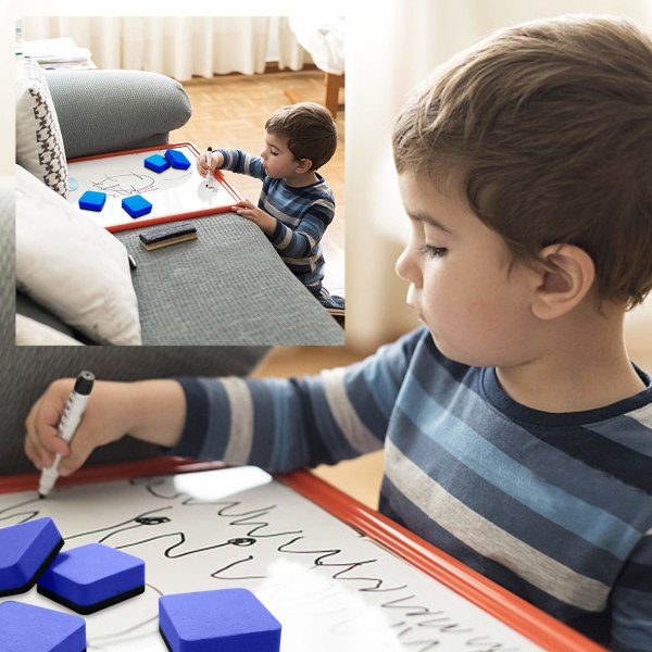 Minikuivapyyhkimet, 24-pakkaiset magneettiset taulun kuivapyyhkimet Liitutaulun puhdistuslaput lapsille ja luokkahuoneen opettajan tarvikkeet (2 x 2 tuumaa) Sininen